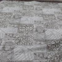 tissu Lin viscose beige taupe blanc imprimé carreaux fleurs
