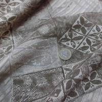 tissu Lin viscose beige taupe blanc imprimé carreaux fleurs