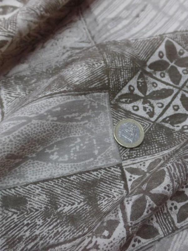 tissu Lin viscose beige taupe blanc imprimé carreaux fleurs