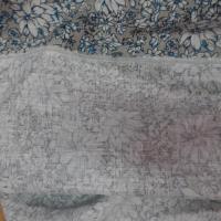 Lin viscose imprime gris blanc bleu0