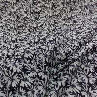 vente de Lin viscose noir imprimé fleurs blanc cassé