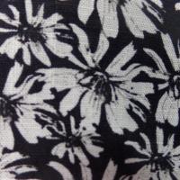 Lin viscose noir imprimé fleurs blanc cassé en ligne