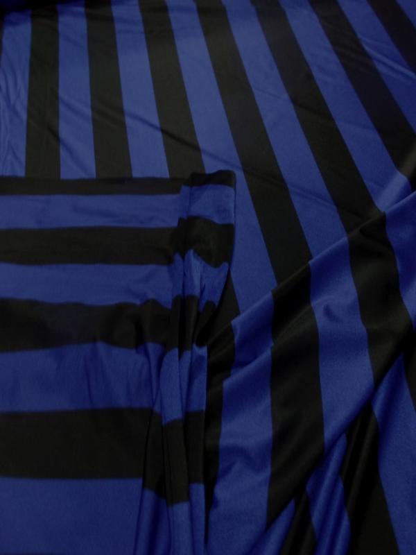 Lycra a grosse bandes bleu et noir