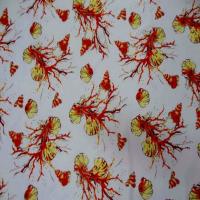 Lycra blanc imprimé coquillage corail lurex