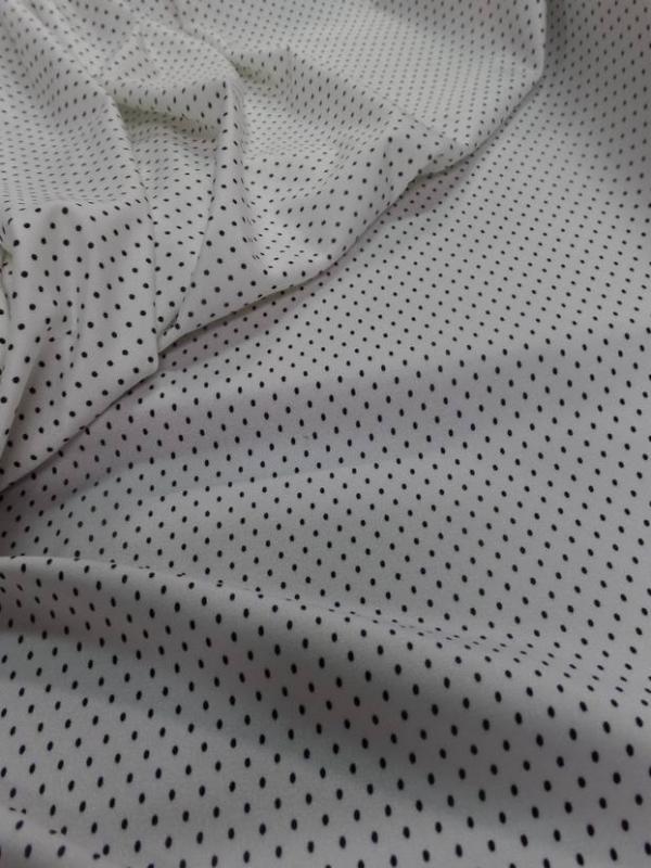 Lycra blanc satine a petit pois noir