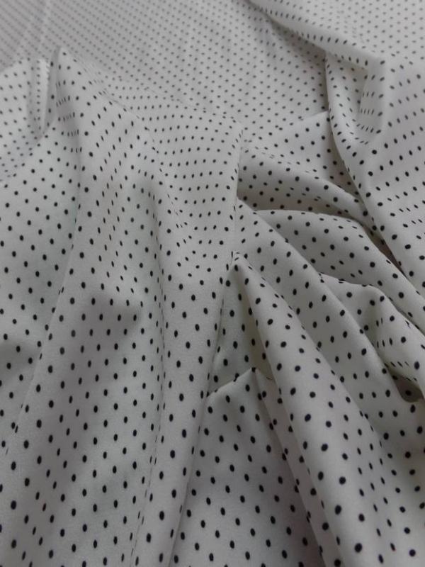 Lycra blanc satine a petit pois noir
