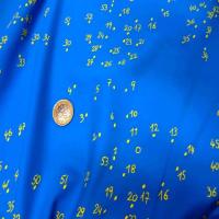 Lycra bleu imprime numero jaune
