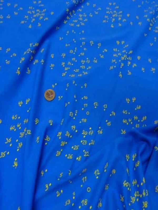Lycra bleu imprime numero jaune