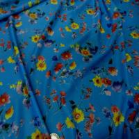 Lycra fin bleu imprime fleurs5