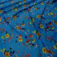 Lycra fin bleu imprime fleurs7