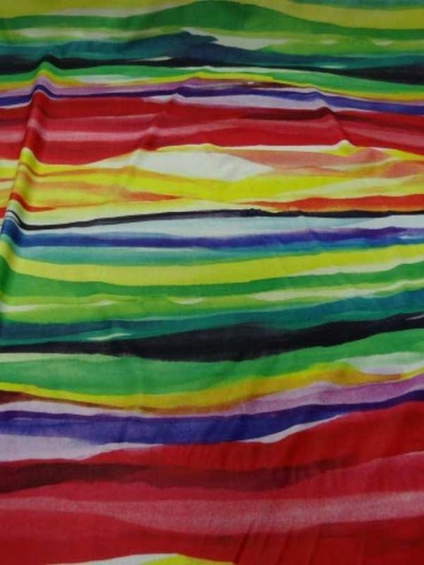Lycra fin imprime bandes multicolore