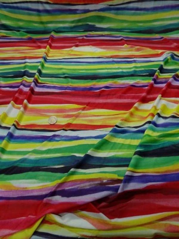 Lycra fin imprime bandes multicolore