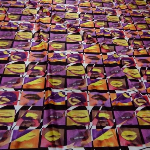 tissu lycra fin imprimé bouche