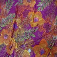 Lycra fuchsia imprime fleurs orange1