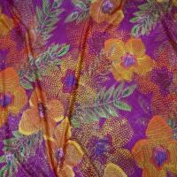 Lycra fuchsia imprime fleurs orange2