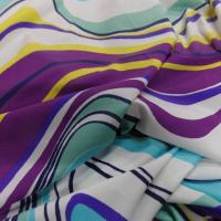 Lycra imprime annee 70 ton blanc bleu jaune et viole3