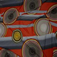 Lycra imprime annee 70 ton orange rouille jaune blanc noir0