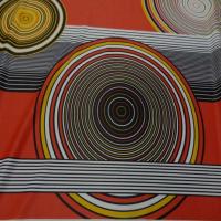 Lycra imprime annee 70 ton orange rouille jaune blanc noir7