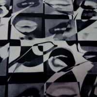 Lycra imprime blanc gris et noir
