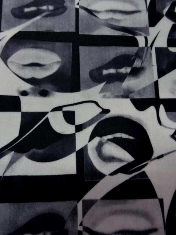 Lycra imprime blanc gris et noir