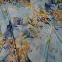 Lycra imprime fleurs ton bleu jaune safran1