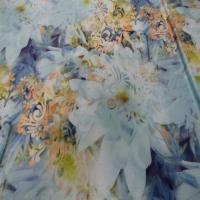 Lycra imprime fleurs ton bleu jaune safran3