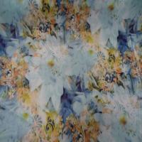 Lycra imprime fleurs ton bleu jaune safran7