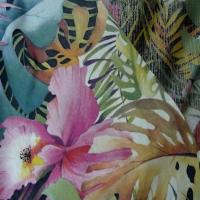 Lycra imprime motifs fleurs lurex metal05