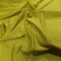 Lycra jaune satine a petit pois noir4