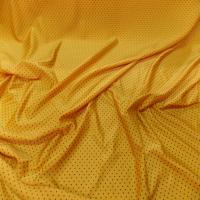 Lycra jaune soleil satine a petit pois noir