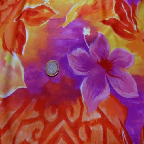 étoffe lycra pour maillot de bain imprime ton orange jaune magenta