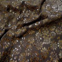 Lycra marron avec motif fleurs en relief