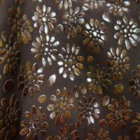 Lycra marron avec motif fleurs en relief1