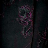 Lycra noir faconne fleurs lurex rose00