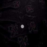 Lycra noir faconne fleurs lurex rose2