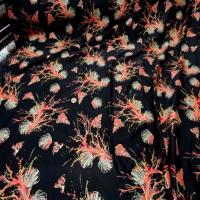 Lycra noir imprime coquillage corail lurex dore7