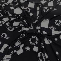 Lycra noir imprime forme geometrique blanche8