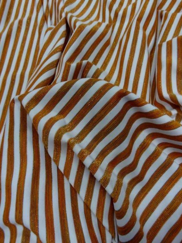 Lycra raye blanc orange lurex