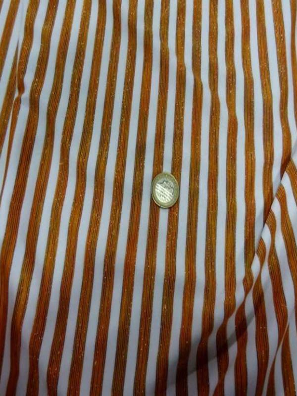 Lycra raye blanc orange lurex