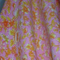 Lycra rose imprime fleurs jaune orange5