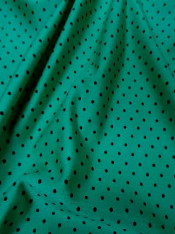 Lycra satin vert a petit pois noir