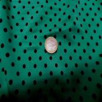 Lycra satin vert a pois noir