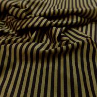 Lycra satine a fine rayure vert olive et noir