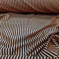 Lycra satine a fines rayures orange et noir