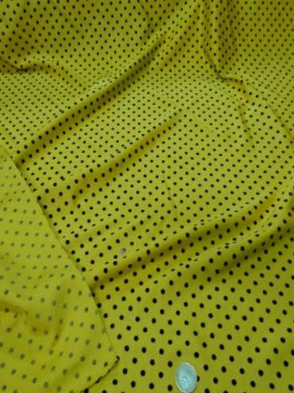 Lycra satine jaune a pois