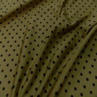 Lycra satiné kaki a pois noir