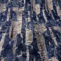 Lycra ton jean delave devore imprime zebre