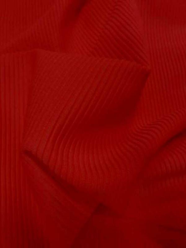 Lycra uni a cotes rouge vermillon