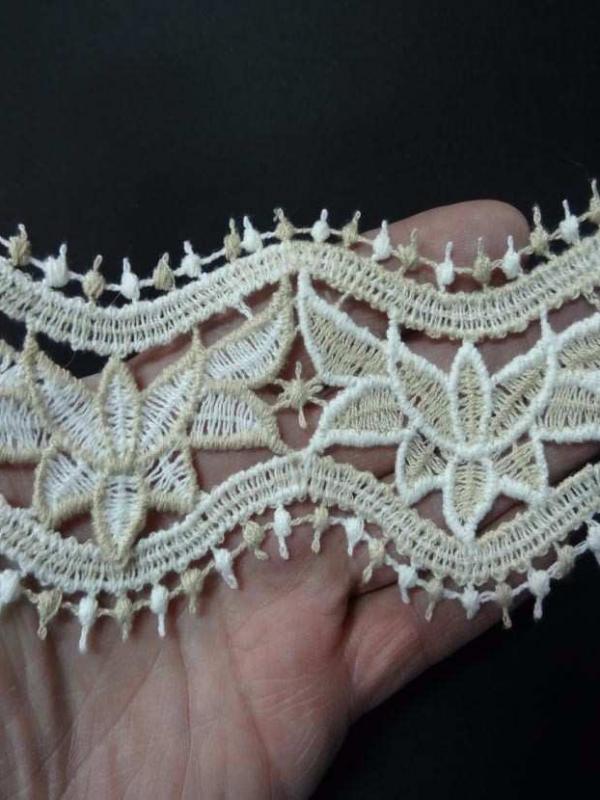 Macrame blanc casse beige aspect coton en 6cm