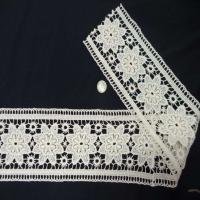 Macrame blanc casse motifs fleurs en 14cm5